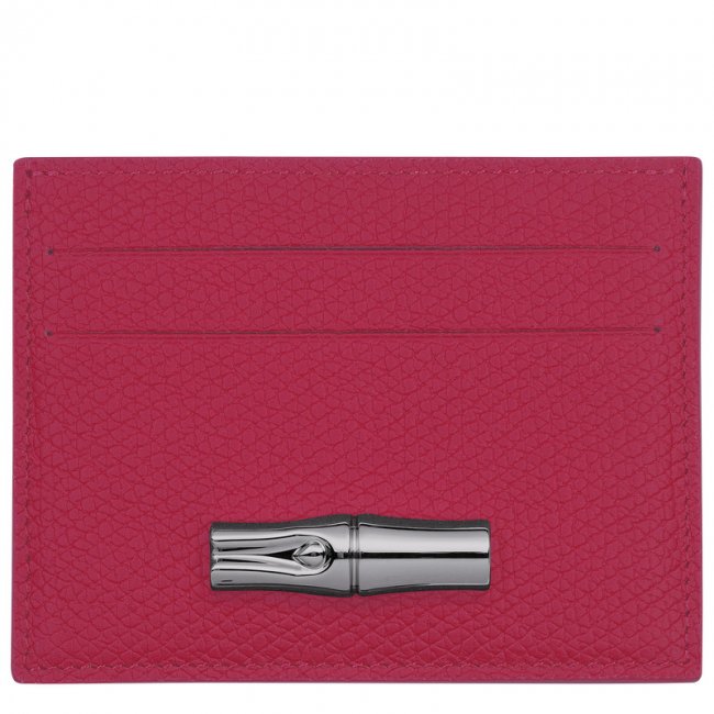 Longchamp Women's Le Roseau Card holder Beetroot - Leather | Beetroot