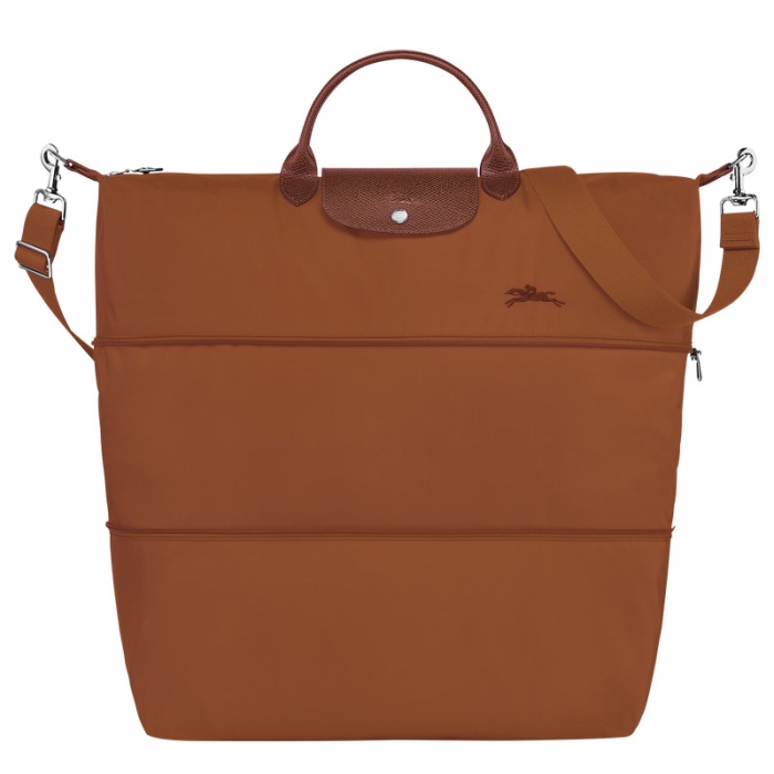 Longchamp Women's Le Pliage Green Travel bag expandable Cognac - Recycled canvas | Cognac