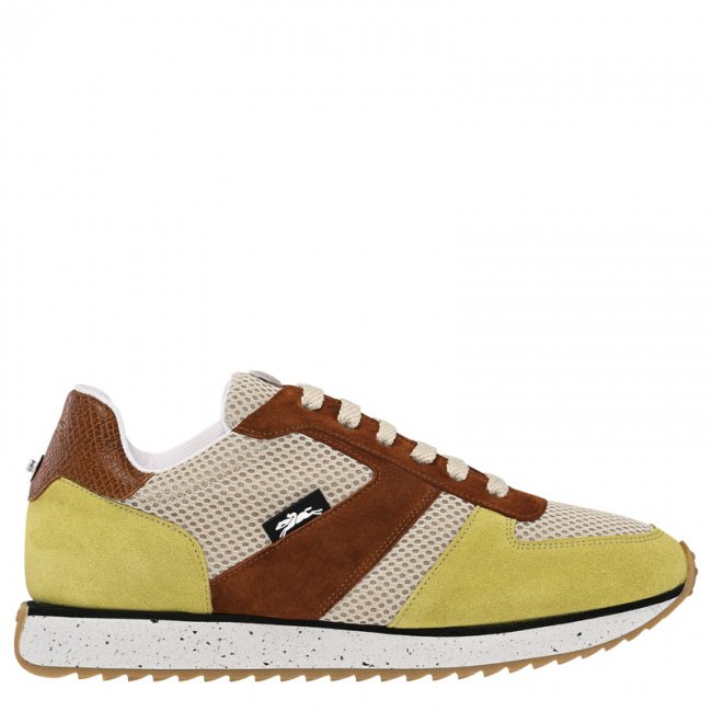 Longchamp Women's Le Pliage Green Sneakers Bark - Leather | Bark