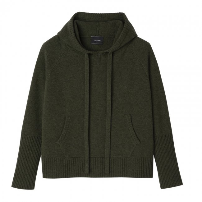 Longchamp Women's Hoodie jumper Khaki - Knit | Khaki