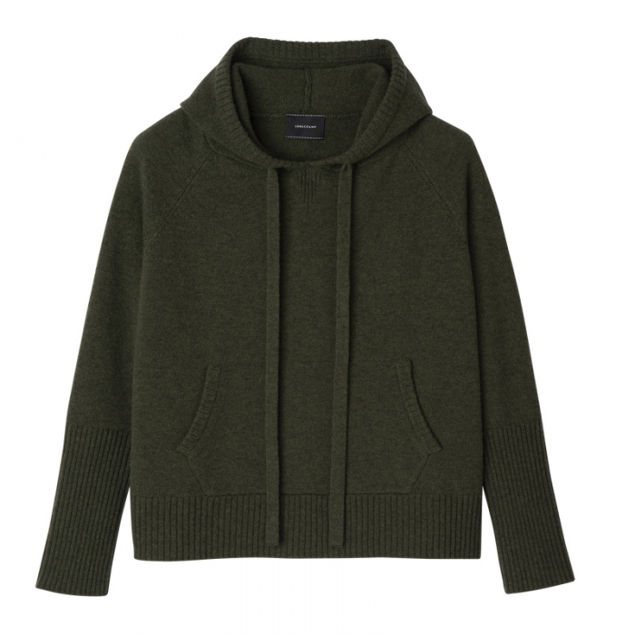Longchamp Women's Hoodie jumper Khaki - Knit | Khaki