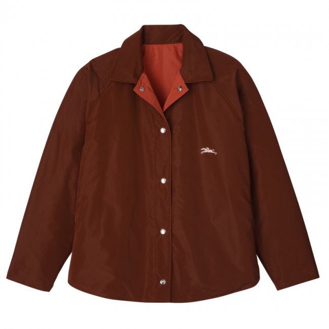 Longchamp Women's Padded blouson Chestnut/Tomato - Technical taffeta | Chestnut/Tomato