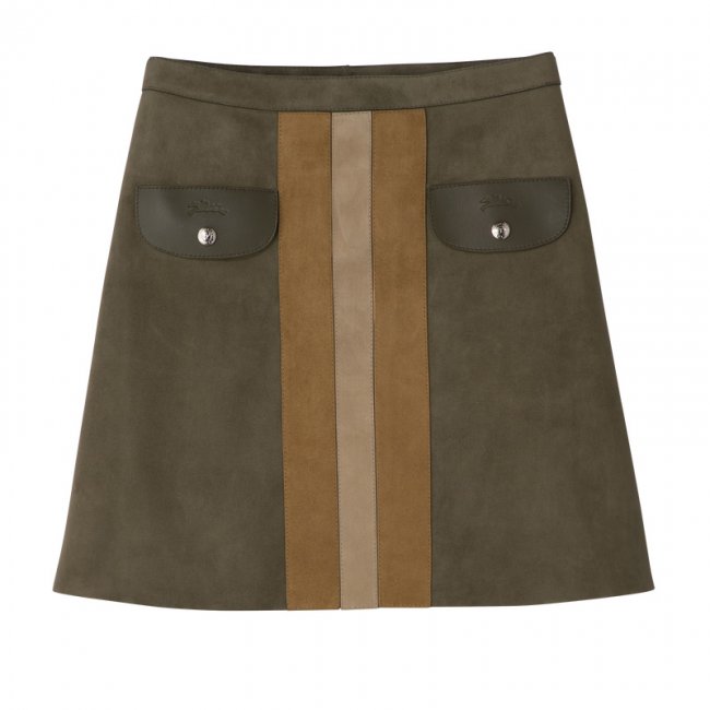 Longchamp Women's Skirt Khaki - Leather | Khaki