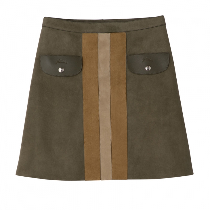 Longchamp Women's Skirt Khaki - Leather | Khaki