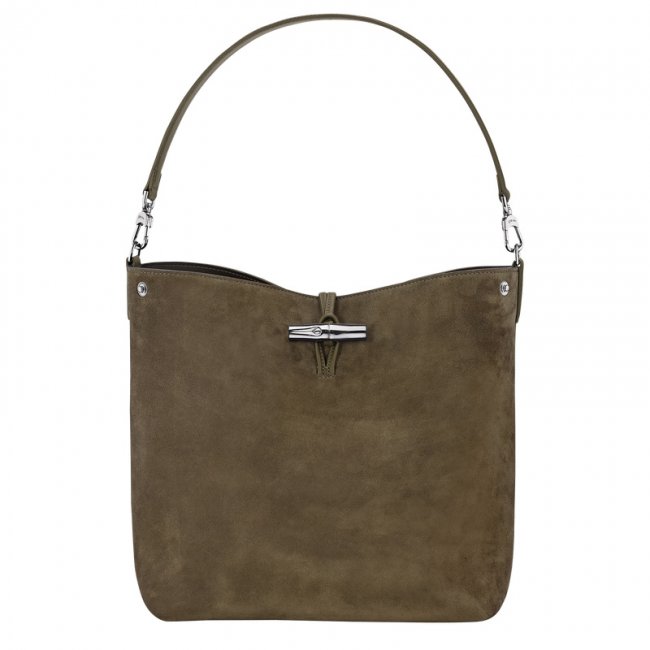 Longchamp Women's Le Roseau M Hobo bag Olive - Leather | Olive