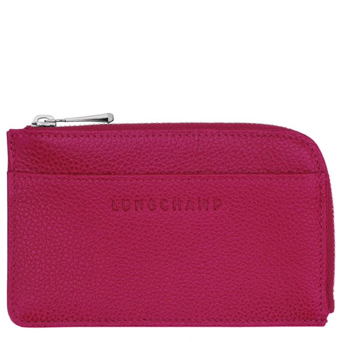 Longchamp Men's Le Foulonné Card holder Beetroot - Leather | Beetroot