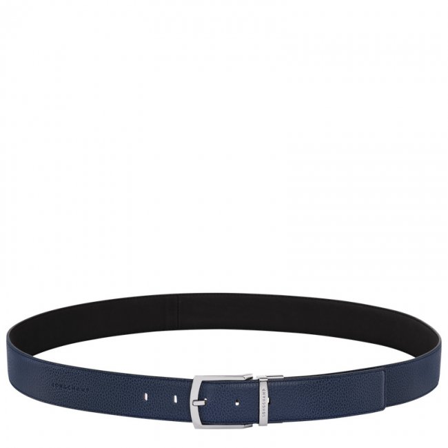 Longchamp Men's Le Foulonné belt Navy/Black - Leather | Navy/Black