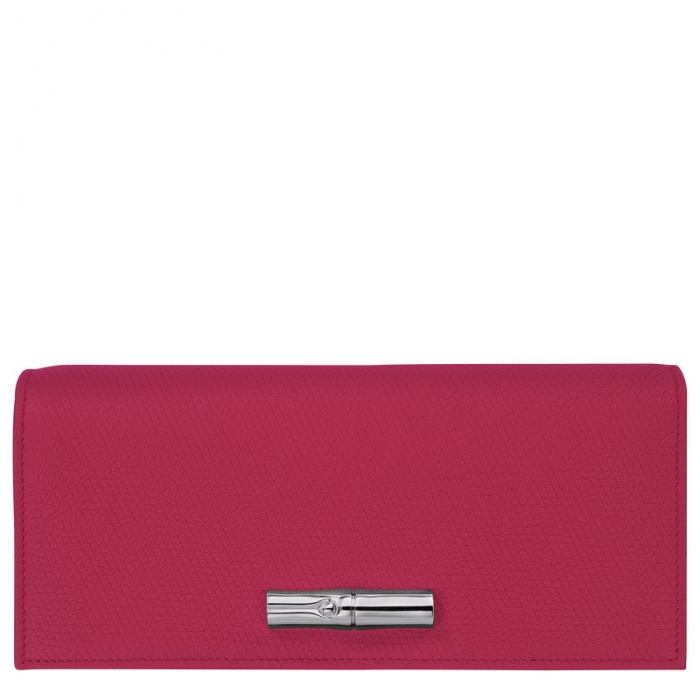 Longchamp Women's Le Roseau Flap wallet Beetroot - Leather | Beetroot