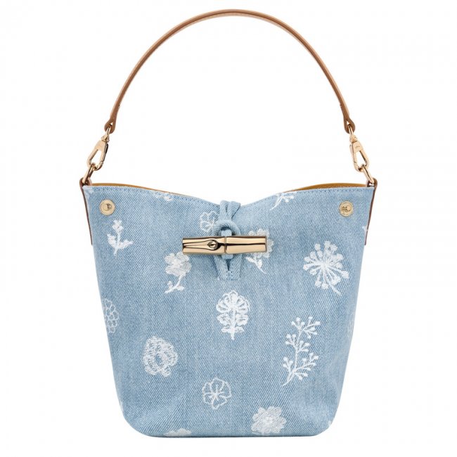 Longchamp Women's Le Roseau XS Bucket bag Sky Blue - Canvas | Sky Blue