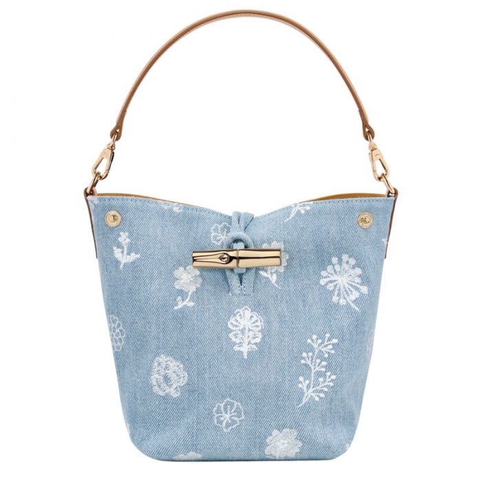 Longchamp Women's Le Roseau XS Bucket bag Sky Blue - Canvas | Sky Blue