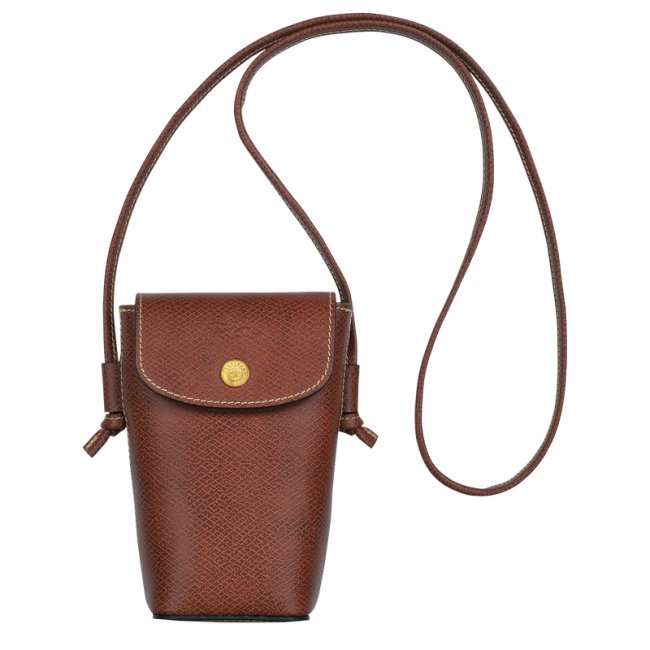 Longchamp Men's Épure Phone case with leather lace Brown - Leather | Brown