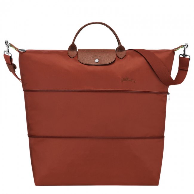 Longchamp Women's Le Pliage Green Travel bag expandable Chestnut - Recycled canvas | Chestnut