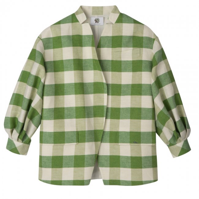Longchamp Women's Kimono jacket Green - Vichy jacquard | Green