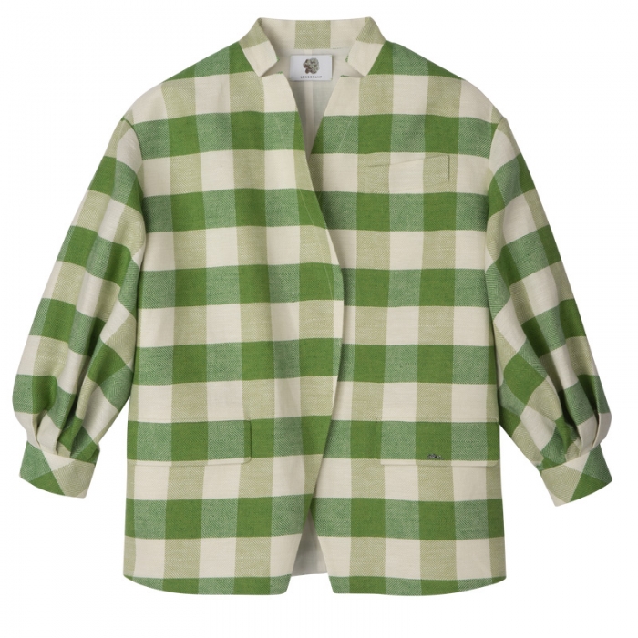 Longchamp Women's Kimono jacket Green - Vichy jacquard | Green