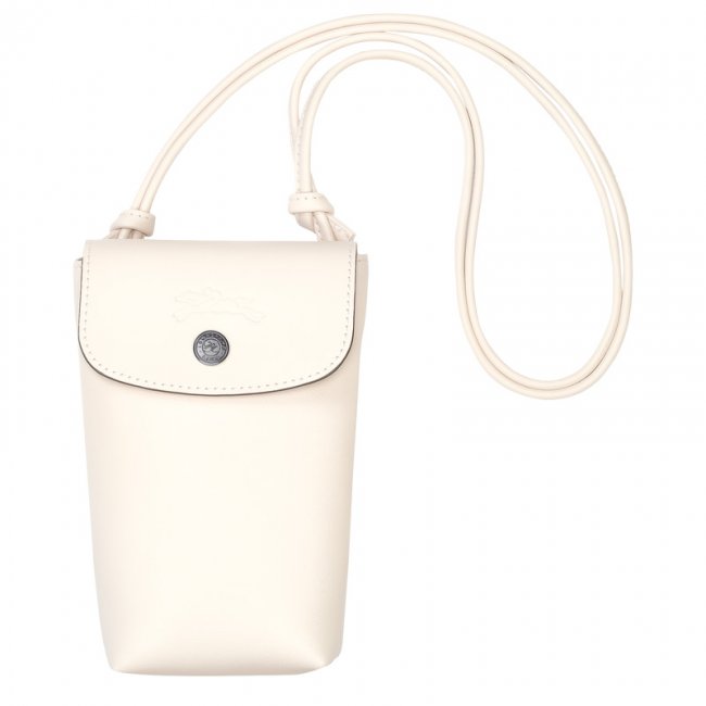 Longchamp Men's Le Pliage Xtra Phone case with leather lace Ecru - Leather | Ecru
