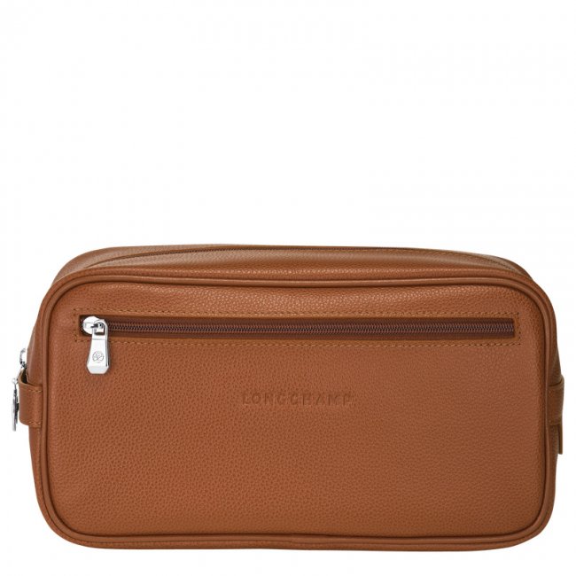 Longchamp Women's Le Foulonné Toiletry case Caramel - Leather | Caramel