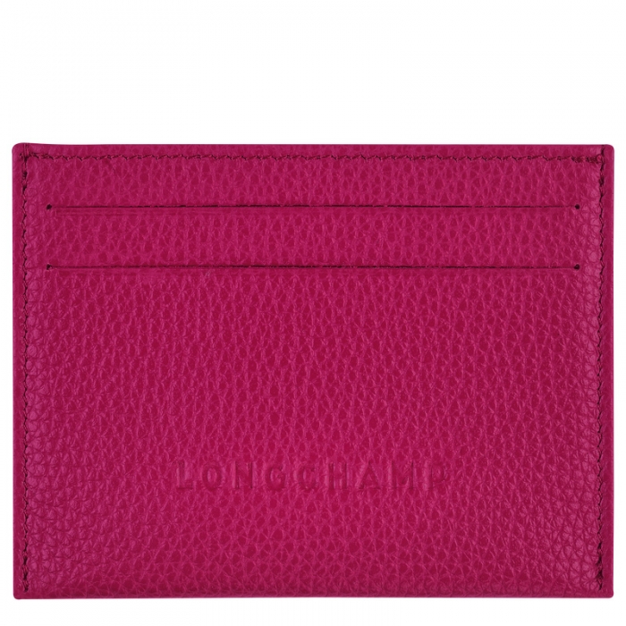 Longchamp Men's Le Foulonné Card holder Beetroot - Leather | Beetroot