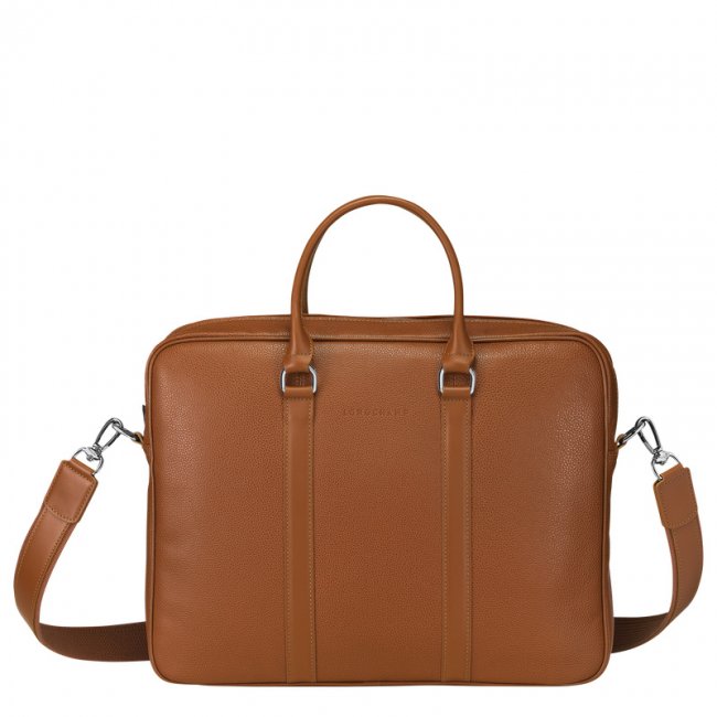 Longchamp Men's Le Foulonné S Briefcase Caramel - Leather | Caramel