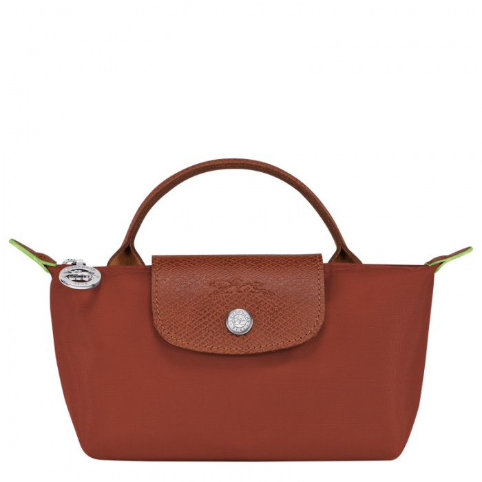 Longchamp Women's Le Pliage Green Pouch with handle Chestnut - Recycled canvas | Chestnut