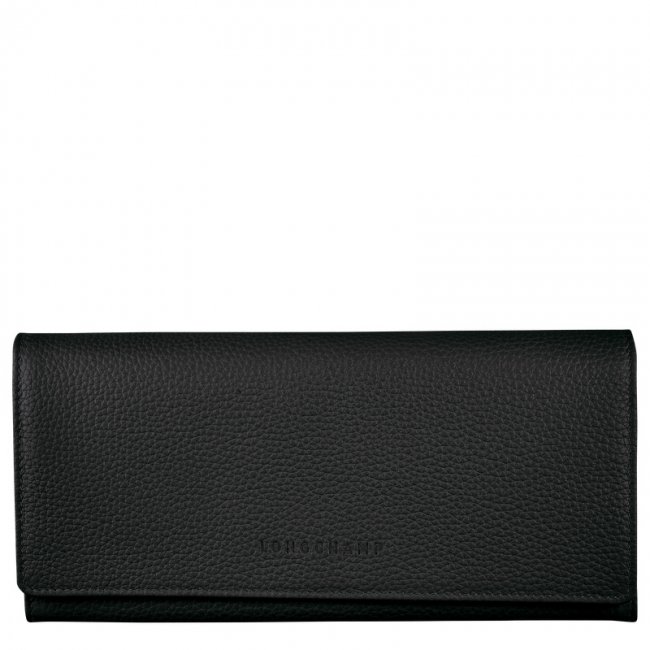 Longchamp Women's Le Foulonné Continental wallet Black - Leather | Black