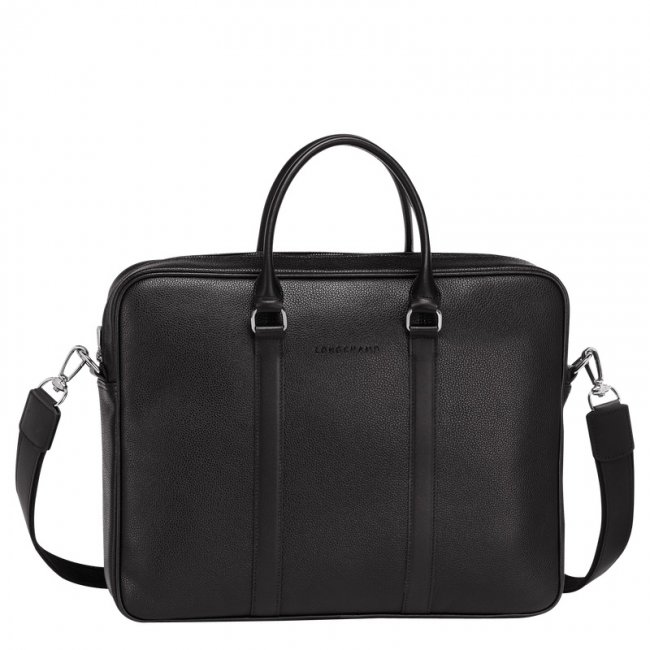 Longchamp Men's Le Foulonné S Briefcase Black - Leather | Black