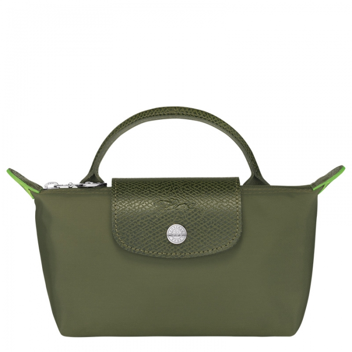 Longchamp Men's Le Pliage Green Pouch with handle Forest - Recycled canvas | Forest