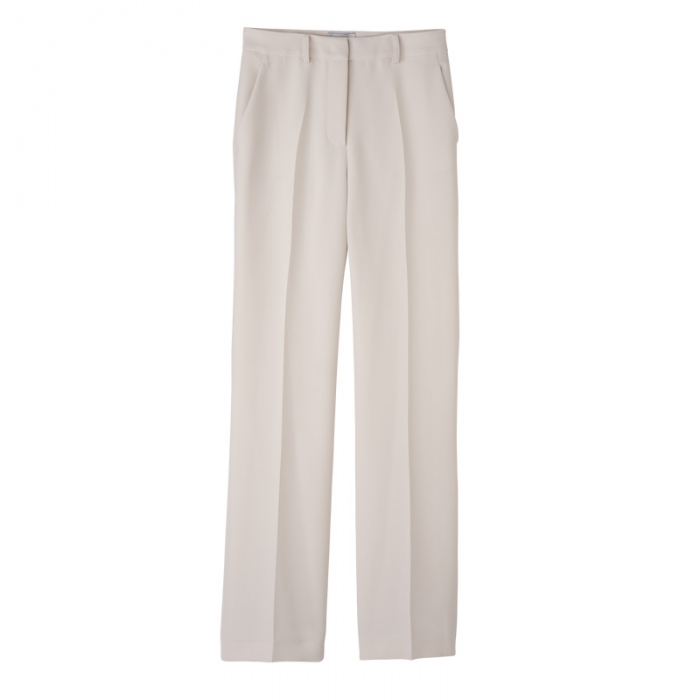 Longchamp Women's Trousers Ecru - Crepe | Ecru