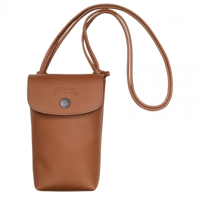 Longchamp Men's Le Pliage Xtra Phone case with leather lace Cognac - Leather | Cognac
