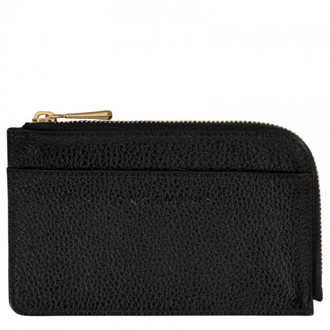 Longchamp Men's Le Foulonné Card holder Black - Leather | Black