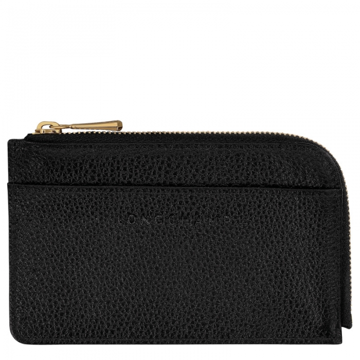 Longchamp Men's Le Foulonné Card holder Black - Leather | Black
