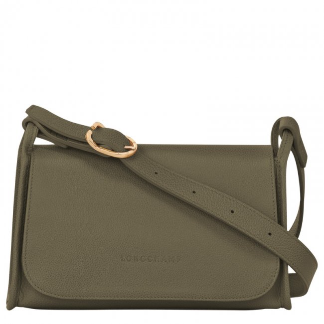 Longchamp Women's Le Foulonné M Crossbody bag Khaki - Leather | Khaki