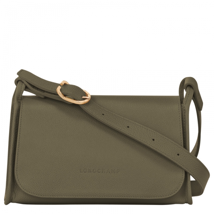 Longchamp Women's Le Foulonné M Crossbody bag Khaki - Leather | Khaki