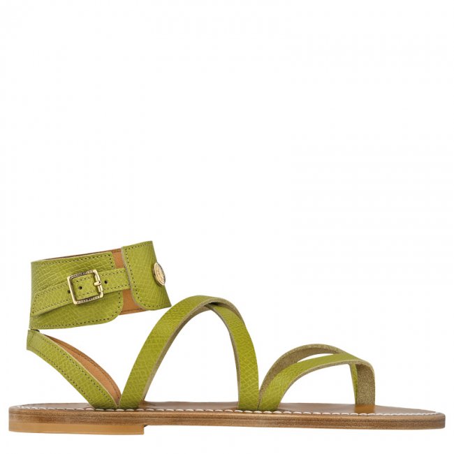 Longchamp Women's x K.Jacques Sandals Kiwi Green - Leather | Kiwi Green