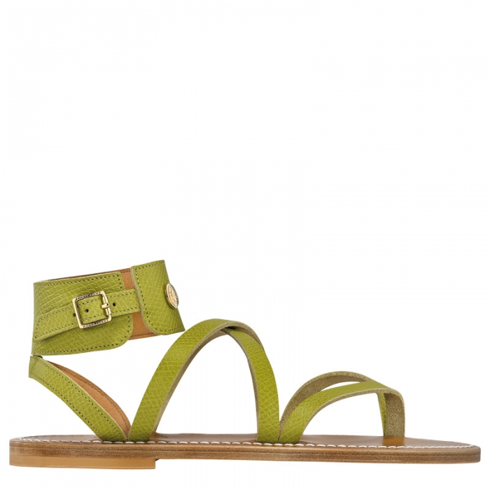 Longchamp Women's x K.Jacques Sandals Kiwi Green - Leather | Kiwi Green
