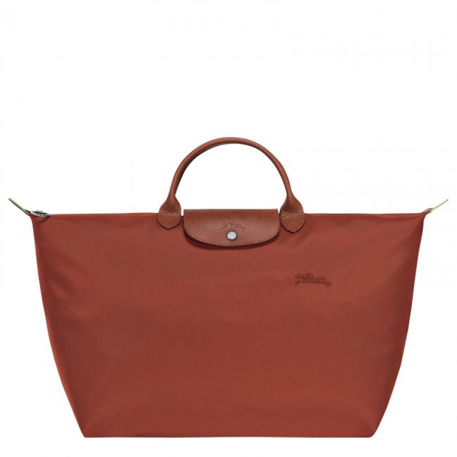 Longchamp Men's Le Pliage Green L Travel bag Chestnut - Recycled canvas | Chestnut
