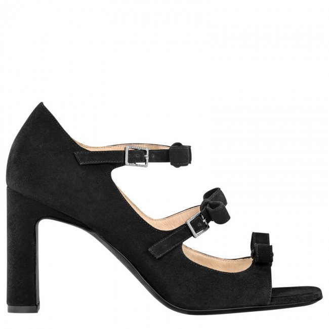 Longchamp Women's La Baronne Sandals Black - Leather | Black