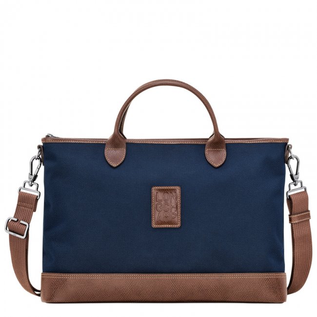 Longchamp Men's Boxford S Briefcase Blue - Recycled canvas | Blue