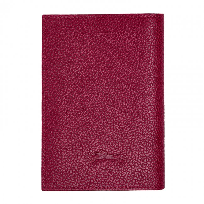 Longchamp Women's Le Foulonné Passport cover Beetroot - Leather | Beetroot