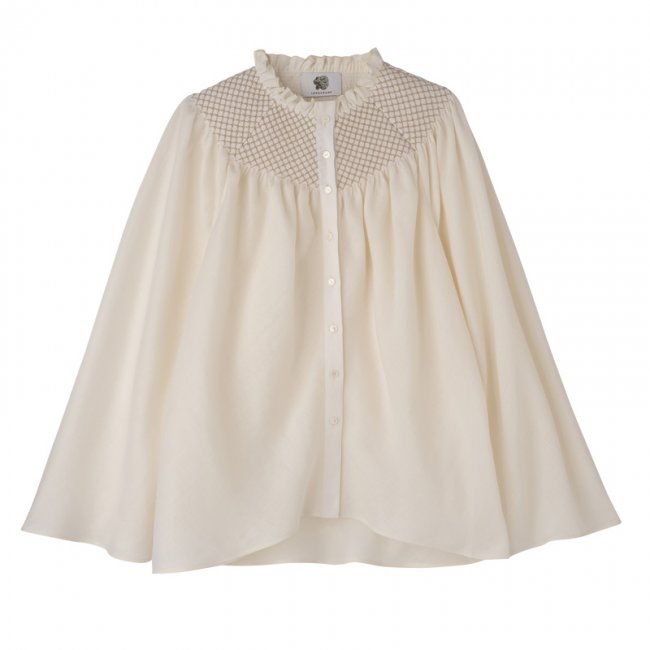Longchamp Women's Blouse Ecru - Smocked veil | Ecru