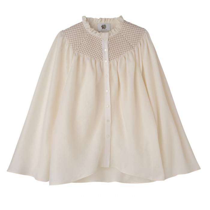 Longchamp Women's Blouse Ecru - Smocked veil | Ecru