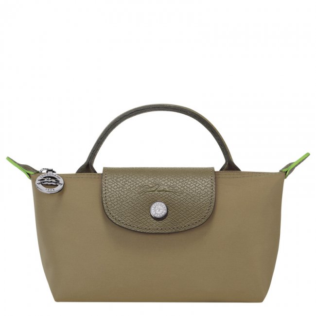 Longchamp Men's Le Pliage Green Pouch with handle Artichoke - Recycled canvas | Artichoke