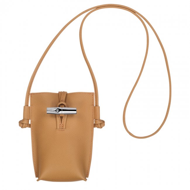 Longchamp Women's Le Roseau Phone case Walnut - Leather | Walnut