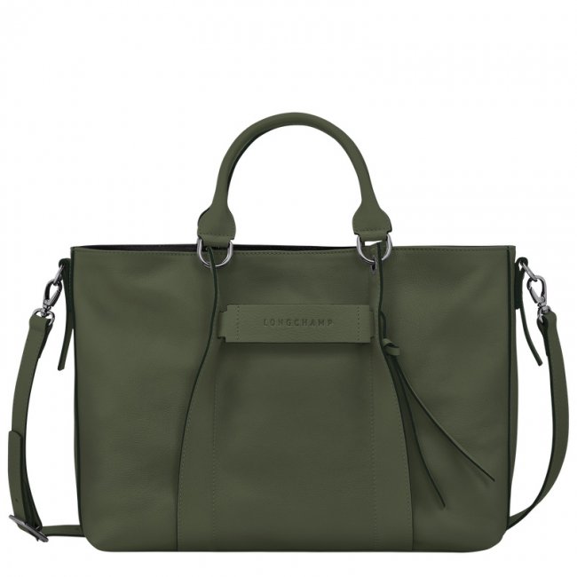 Longchamp Women's 3D L Handbag Khaki - Leather | Khaki