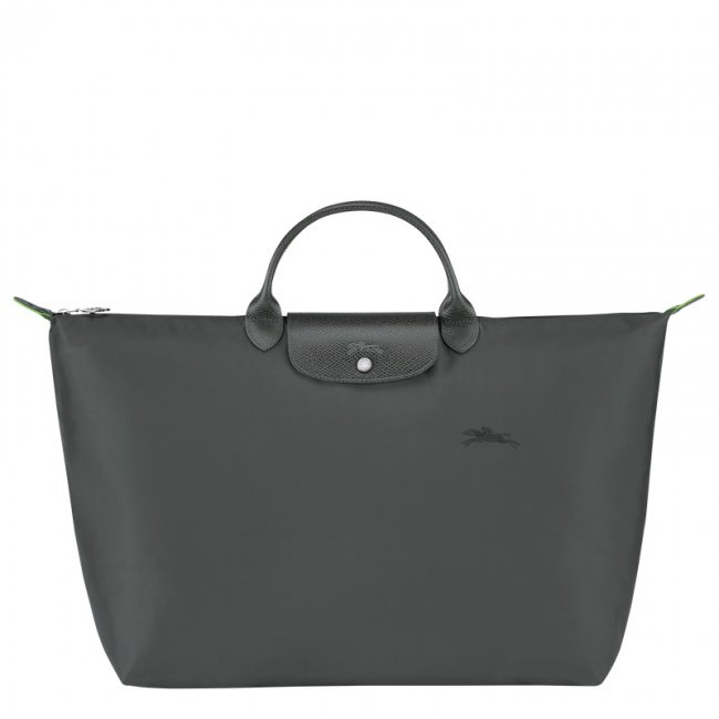 Longchamp Women's Le Pliage Green L Travel bag Graphite - Recycled canvas | Graphite