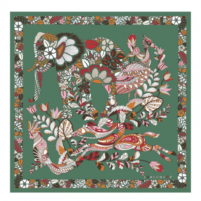 Longchamp Women's Forêt Silk scarf 50 Sage - Silk | Sage