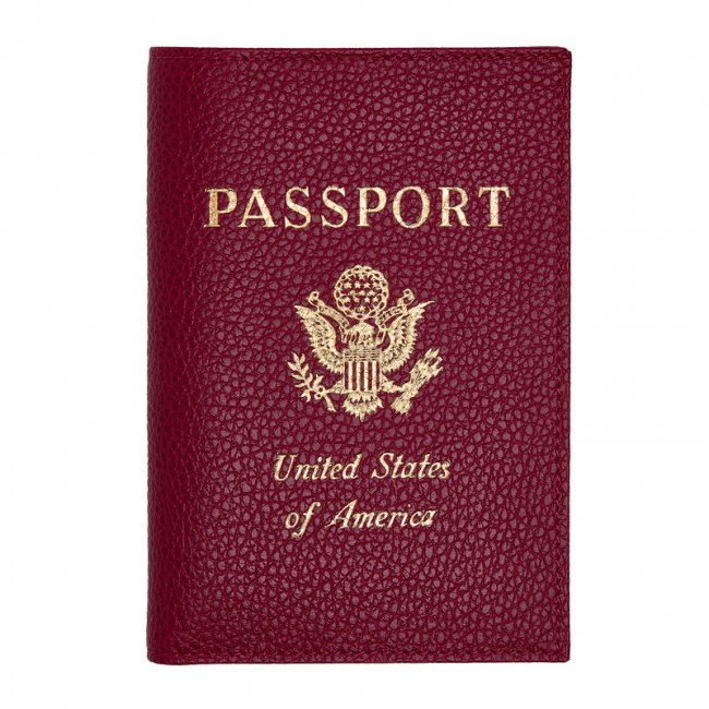 Longchamp Men's Le Foulonné Passport cover Beetroot - Leather | Beetroot