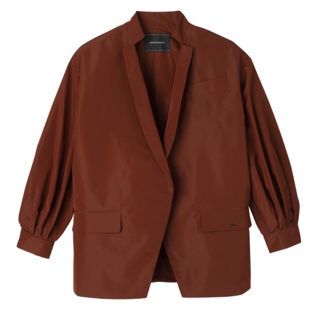 Longchamp Women's Kimono jacket Chestnut - Technical taffeta | Chestnut