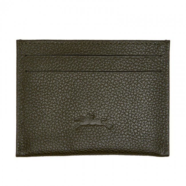 Longchamp Men's Le Foulonné Card holder Khaki - Leather | Khaki