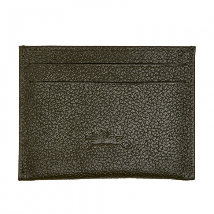 Longchamp Men's Le Foulonné Card holder Khaki - Leather | Khaki