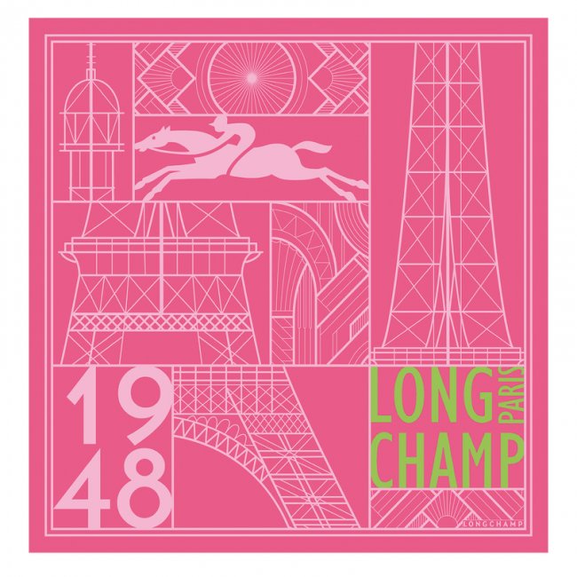 Longchamp Women's Eiffel Tower 1948 Silk scarf 50 Pink - OTHER | Pink
